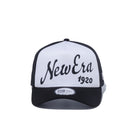 9FORTY A-Frame トラッカー ビッグロゴ New Era 1920 ホワイト / ブラックメッシュ ブラックバイザー