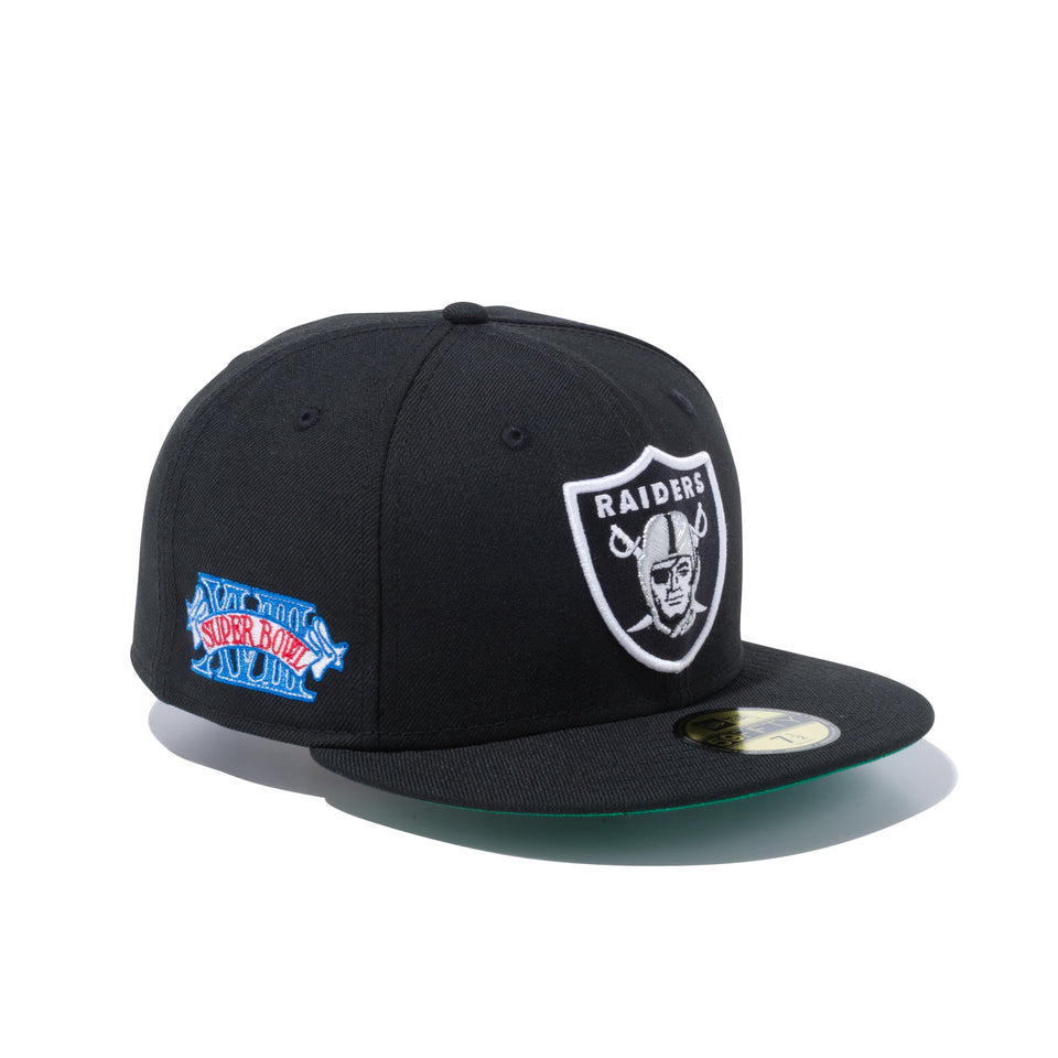 59FIFTY NFL カスタム オークランド・レイダース スーパーボウル エンブレム グリーンアンダーバイザー