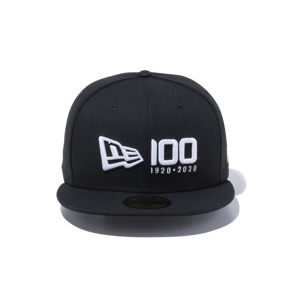 59FIFTY ニューエラ 100周年ロゴ フロント ブラック × ホワイト