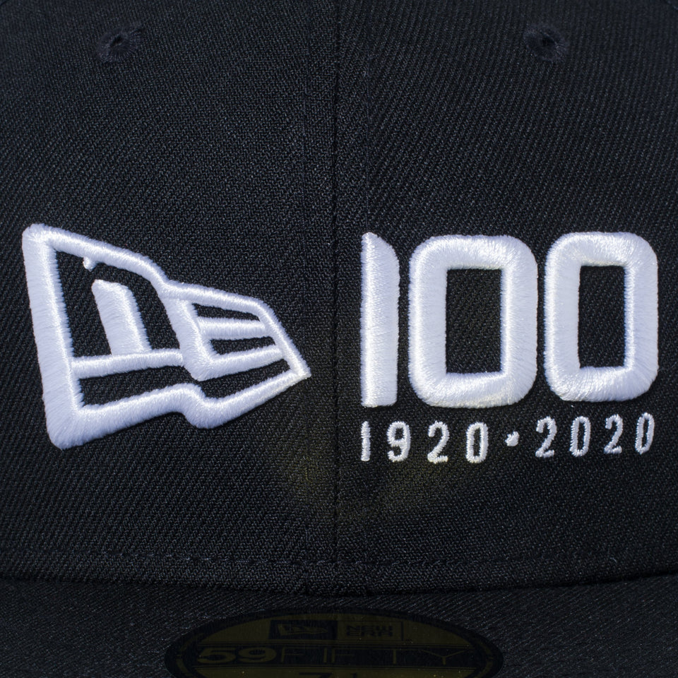 59FIFTY ニューエラ 100周年ロゴ フロント ブラック × ホワイト