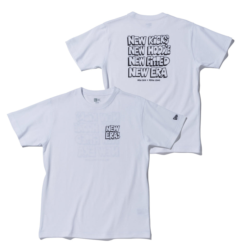 半袖 コットン Tシャツ Kevin Lyons ケヴィン・ライオンズ NEW ERA オリジナルロゴ タイポグラフィー ホワイト レギュラーフィット
