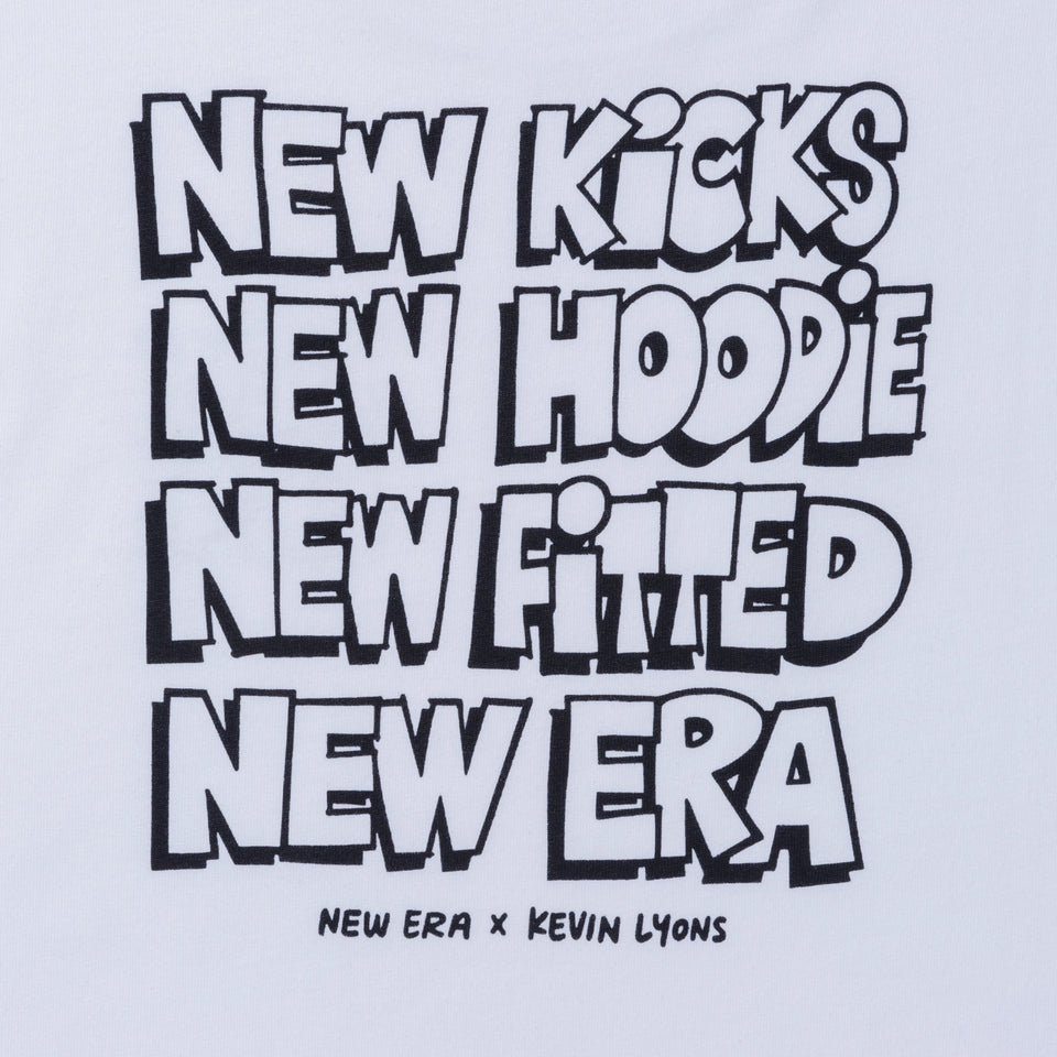 半袖 コットン Tシャツ Kevin Lyons ケヴィン・ライオンズ NEW ERA オリジナルロゴ タイポグラフィー ホワイト レギュラーフィット