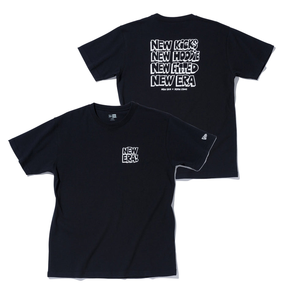 半袖 コットン Tシャツ Kevin Lyons ケヴィン・ライオンズ NEW ERA オリジナルロゴ タイポグラフィー ブラック レギュラーフィット