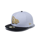 59FIFTY ビッグフラッグ ホワイト × メタリックゴールド ブラックバイザー