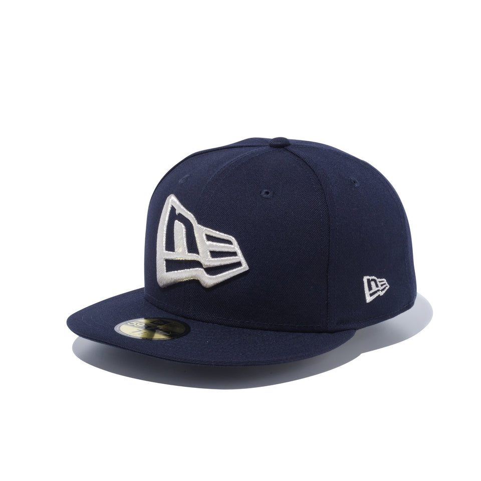 59FIFTY ビッグフラッグ ネイビー × メタリックシルバー