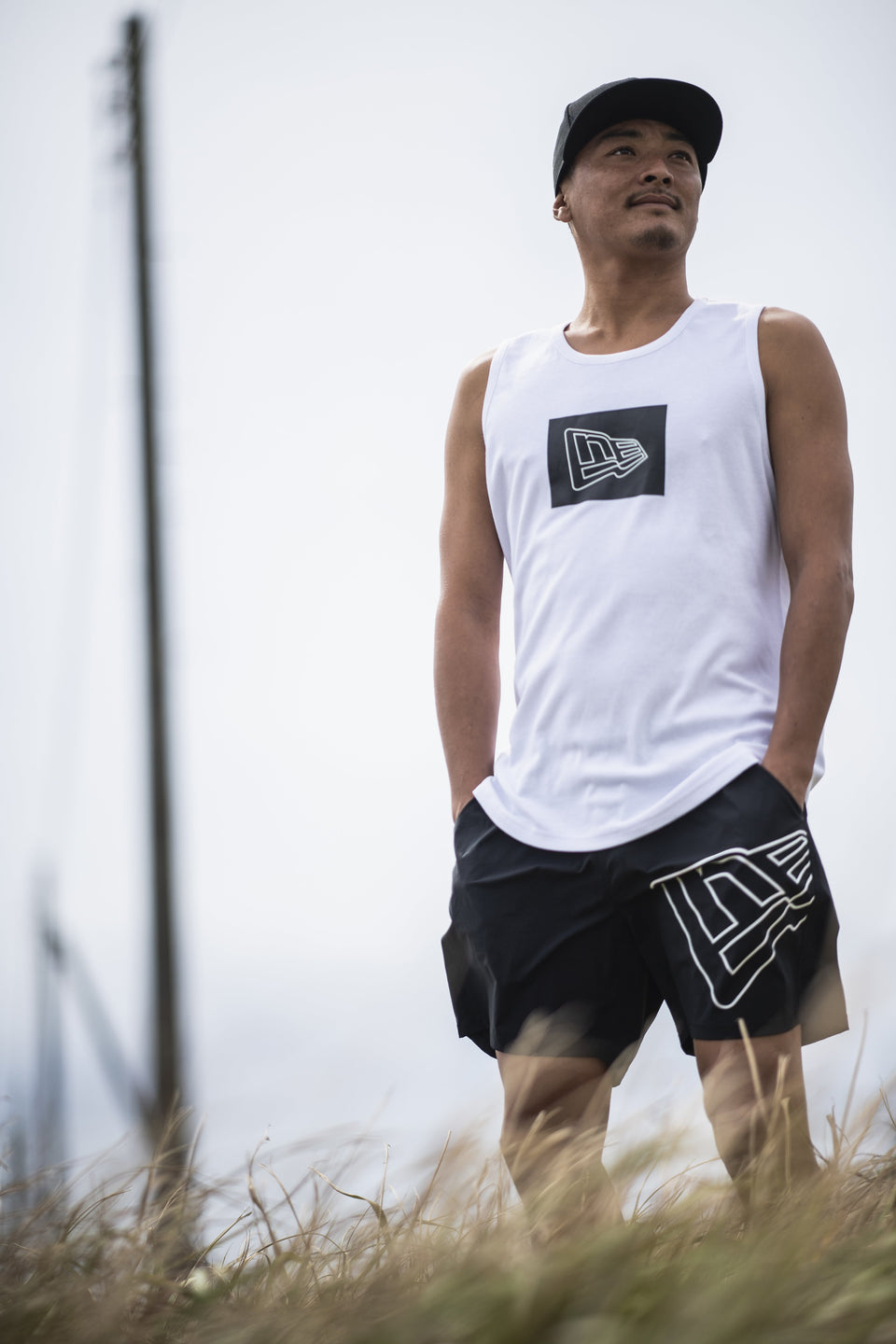 トラックハーフパンツ フラッグ ブラック 【NEW ERA WORKOUT】