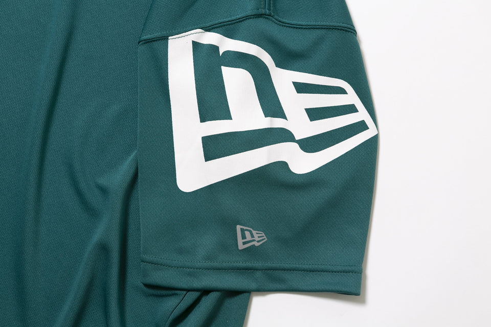 テック Tシャツ バーチカル ニューエラ シェイディッドグリーン × ホワイト 【 Performance Apparel 】