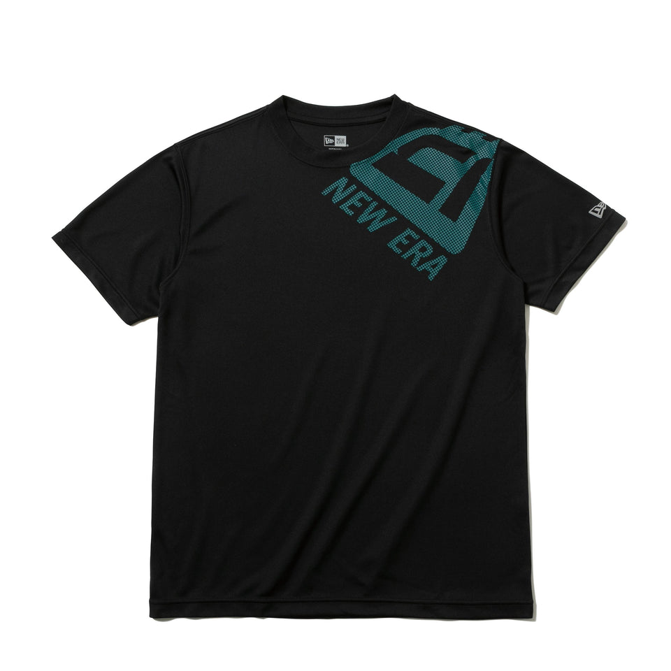 テック Tシャツ ドットフラッグ ショルダー ブラック × シェイディッドグリーン 【 Performance Apparel 】