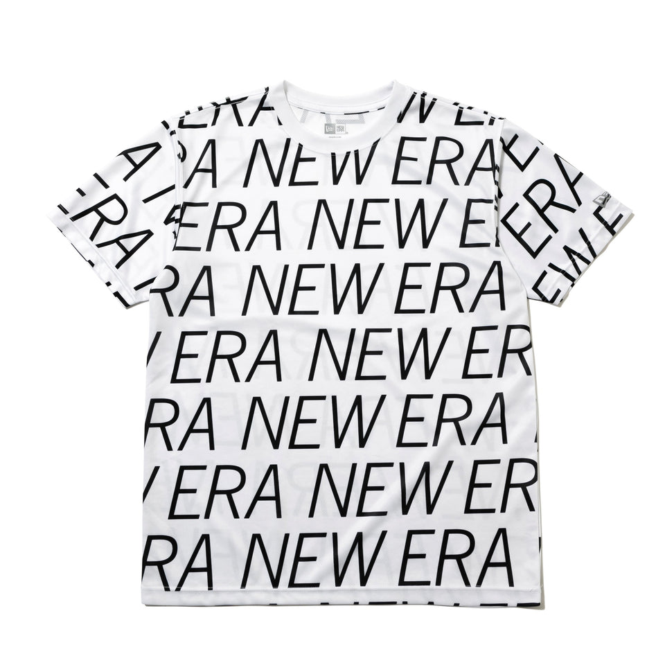 テック Tシャツ ニューエラ オールオーバー ホワイト × ブラック 【 Performance Apparel 】