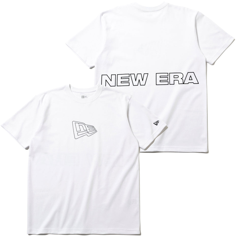 パフォーマンス Tシャツ アウトライン フラッグ & リア ニューエラワードマーク ホワイト 【NEW ERA WORKOUT】