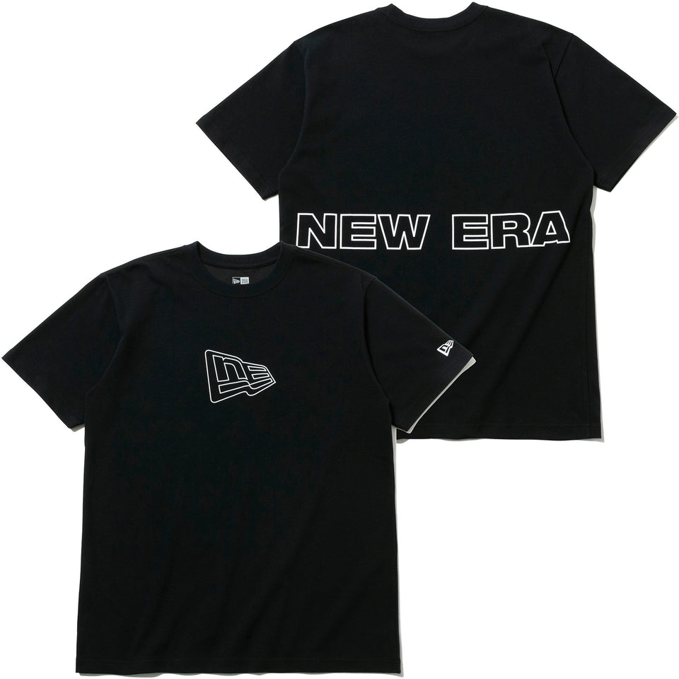 パフォーマンス Tシャツ アウトライン フラッグ & リア ニューエラワードマーク ブラック 【NEW ERA WORKOUT】
