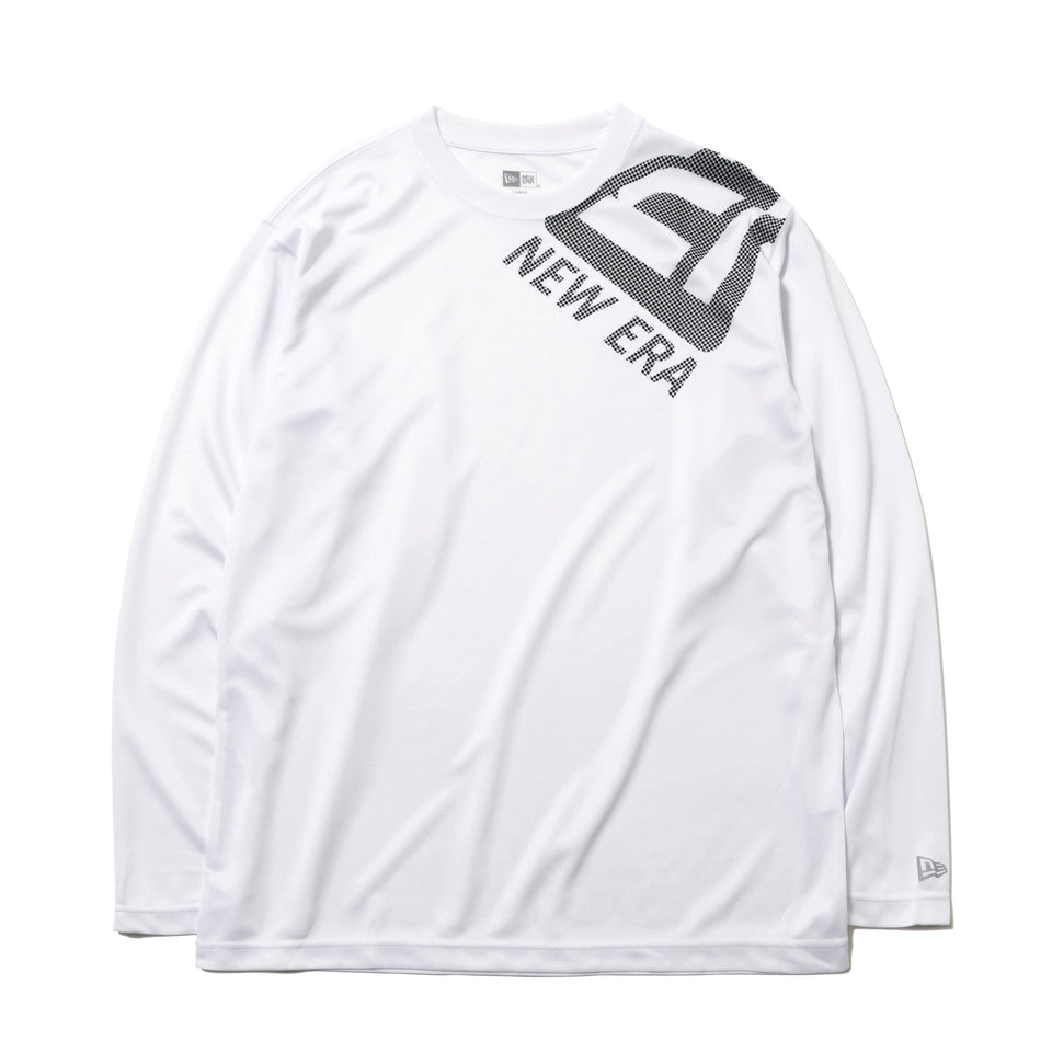 長袖 テックTシャツ ドットフラッグ ショルダー ホワイト × ブラック 【 Performance Apparel 】