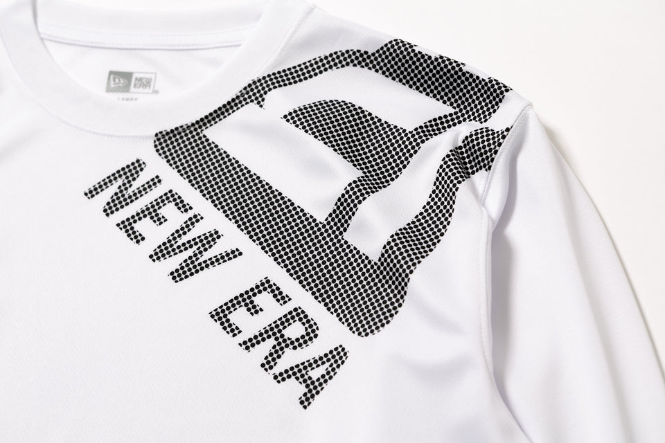 長袖 テックTシャツ ドットフラッグ ショルダー ホワイト × ブラック 【 Performance Apparel 】