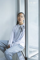 長袖 テックTシャツ ドットフラッグ ショルダー ホワイト × ブラック 【 Performance Apparel 】