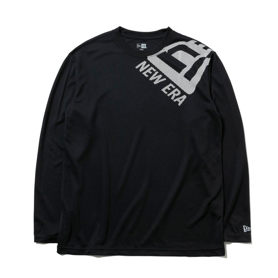 長袖 テックTシャツ ドットフラッグ ショルダー ブラック × ホワイト 【 Performance Apparel 】