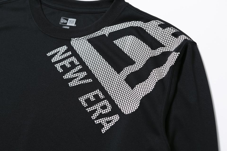 長袖 テックTシャツ ドットフラッグ ショルダー ブラック × ホワイト 【 Performance Apparel 】