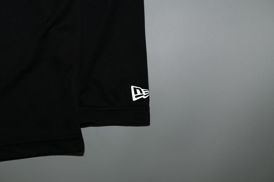 長袖 テックTシャツ ドットフラッグ ショルダー ブラック × ホワイト 【 Performance Apparel 】