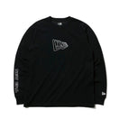 長袖 パフォーマンス Tシャツ アウトラインフラッグ & ワードマークスリーブ ブラック 【NEW ERA WORKOUT】