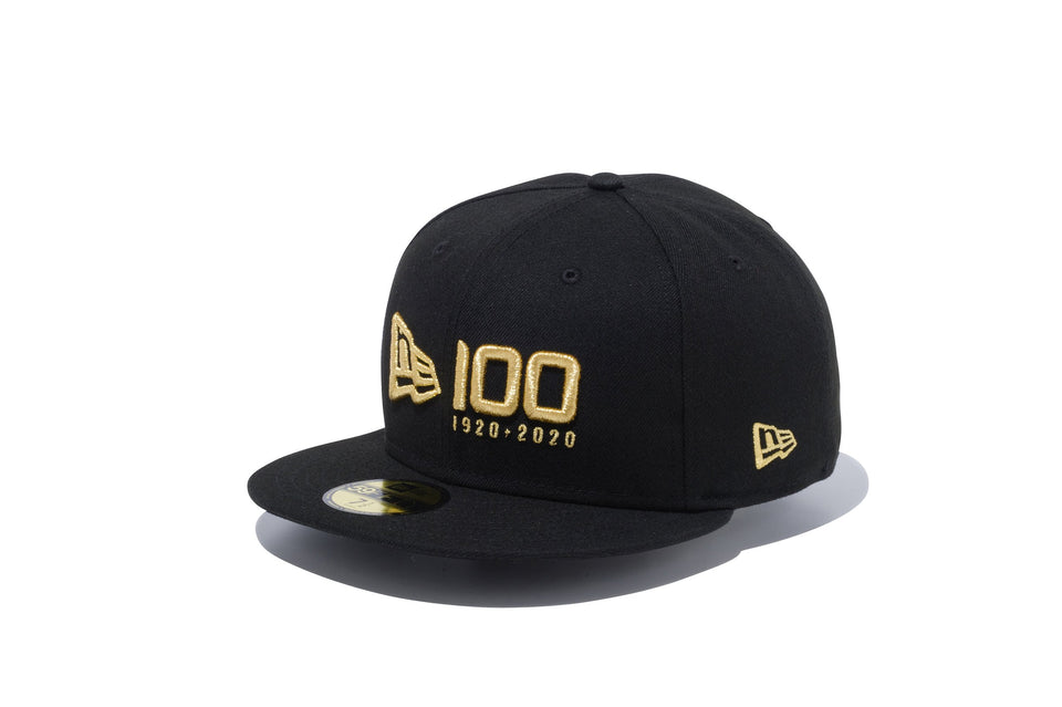 【ストア限定】 59FIFTY ニューエラ 100周年ロゴ フロント ブラック × ゴールド