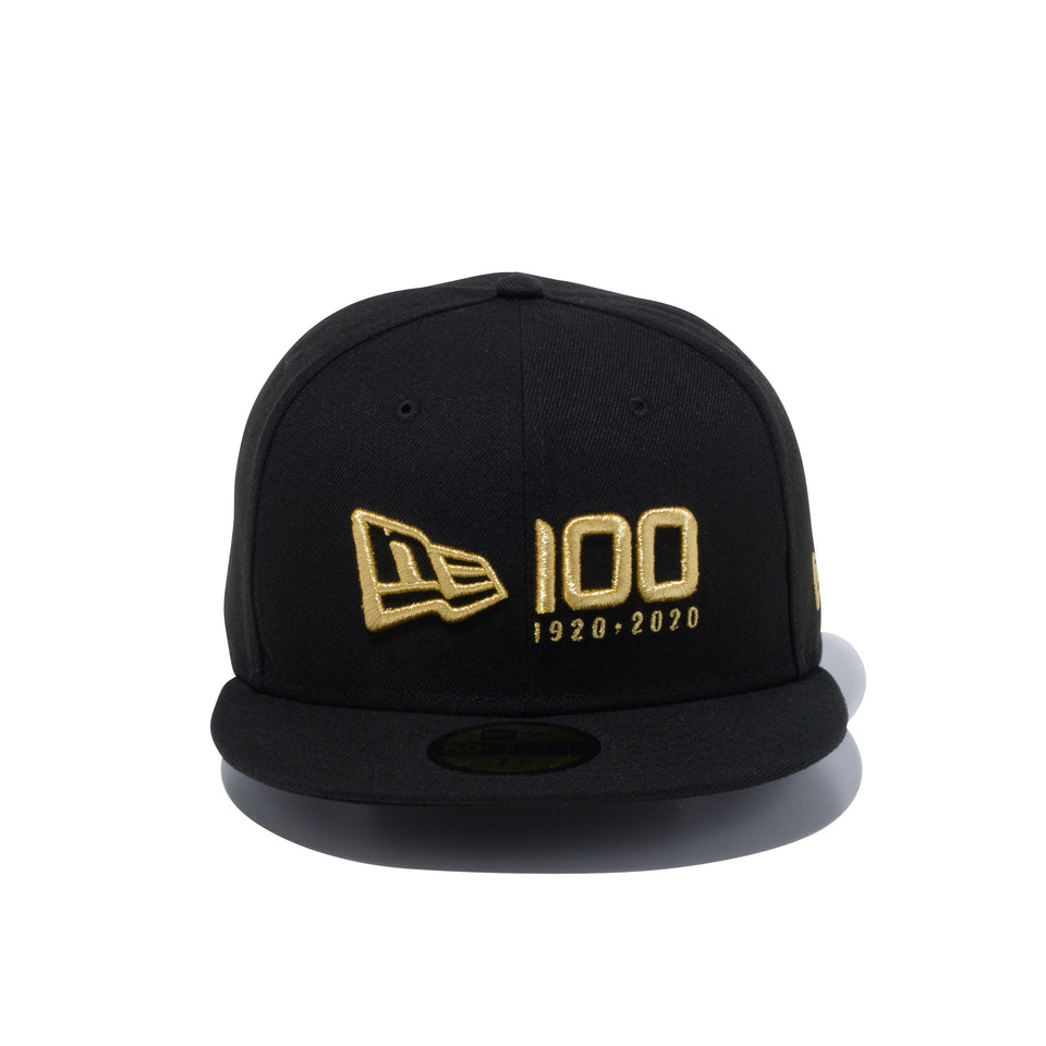 【ストア限定】 59FIFTY ニューエラ 100周年ロゴ フロント ブラック × ゴールド