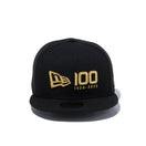 【ストア限定】 59FIFTY ニューエラ 100周年ロゴ フロント ブラック × ゴールド