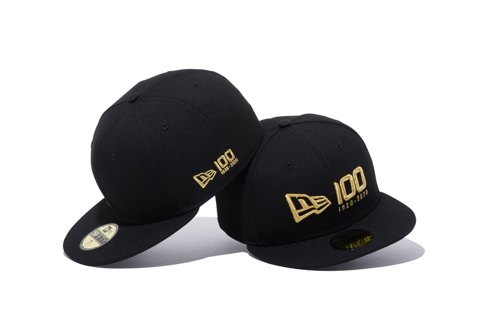【ストア限定】 59FIFTY ニューエラ 100周年ロゴ フロント ブラック × ゴールド