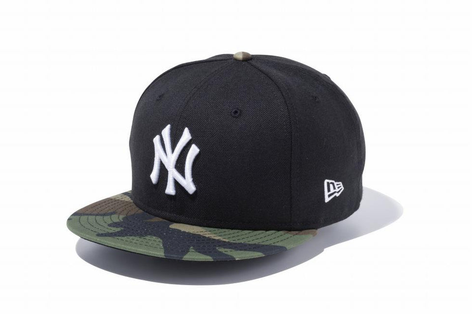 9FIFTY ニューヨーク・ヤンキース ブラック × ホワイト ウッドランドカモバイザー