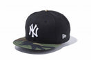 9FIFTY ニューヨーク・ヤンキース ブラック × ホワイト ウッドランドカモバイザー