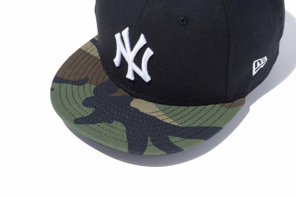 9FIFTY ニューヨーク・ヤンキース ブラック × ホワイト ウッドランドカモバイザー