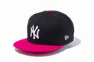 9FIFTY ニューヨーク・ヤンキース ブラック × ホワイト ブライトローズバイザー