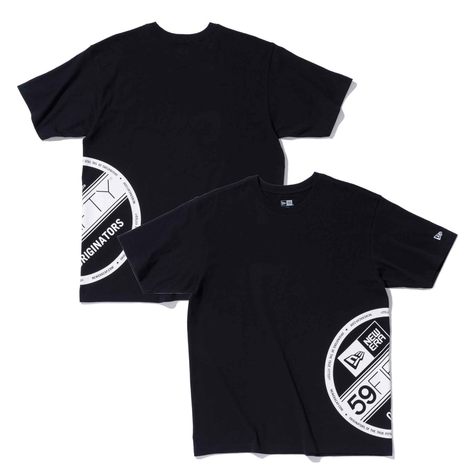 【ストア限定】半袖 コットン Tシャツ サイドロゴ バイザーステッカー リラックスフィット ブラック