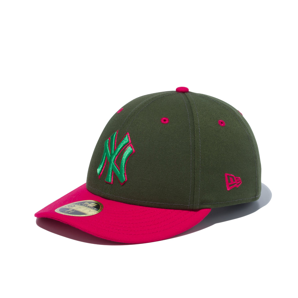 LP 59FIFTY MLB カスタム ニューヨーク・ヤンキース ダークグリーン × ストロベリー ブライトローズバイザー