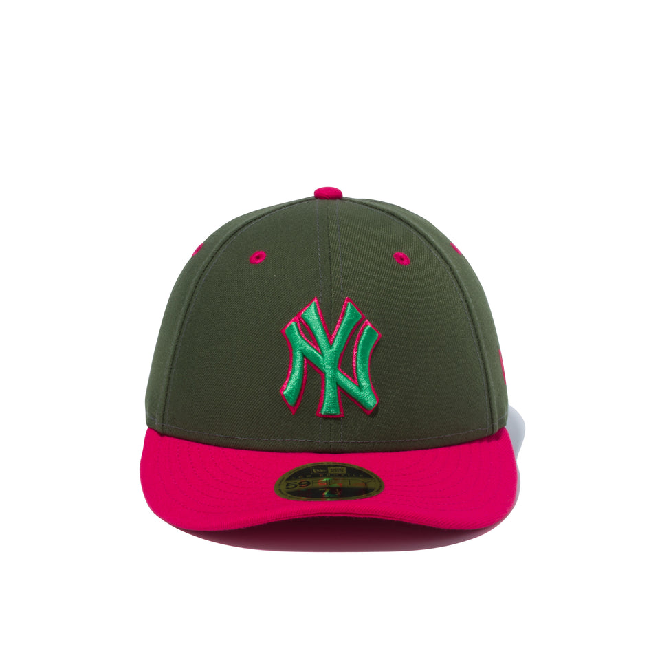 LP 59FIFTY MLB カスタム ニューヨーク・ヤンキース ダークグリーン × ストロベリー ブライトローズバイザー