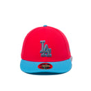 LP 59FIFTY MLB カスタム ロサンゼルス・ドジャース レッド × ブルーウィステリア ネオンブルーバイザー