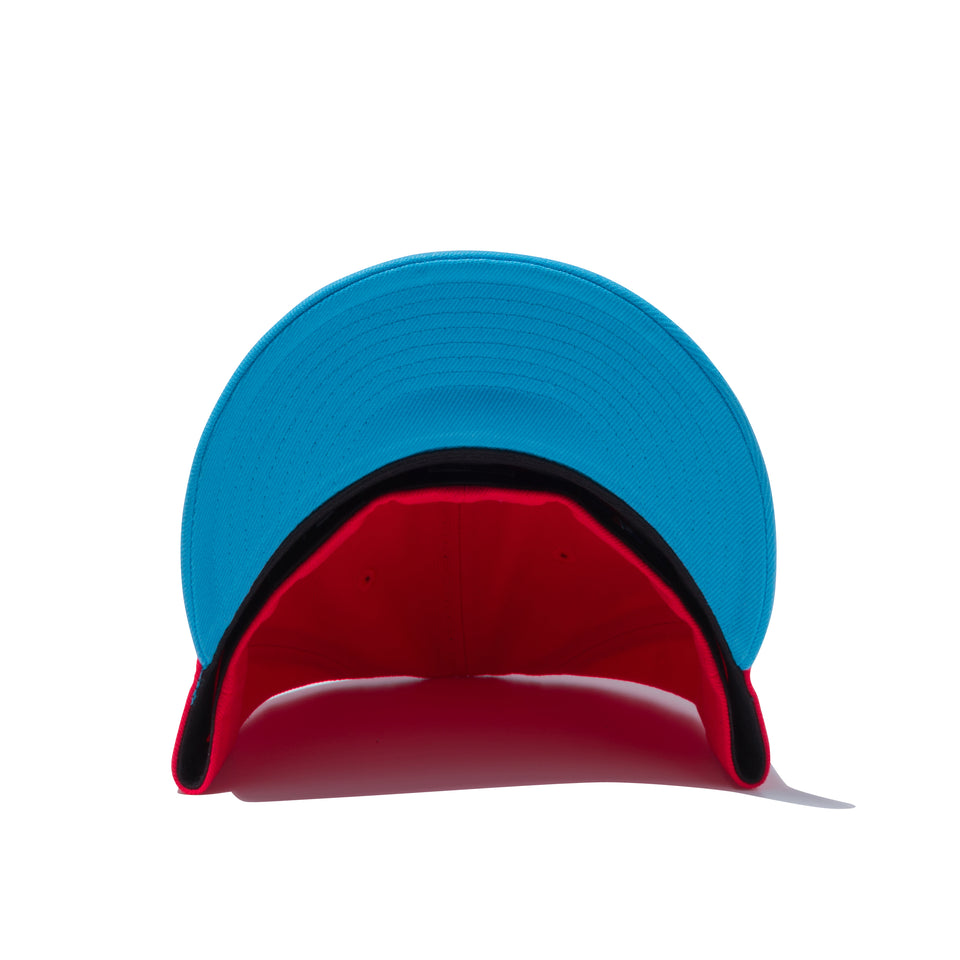 LP 59FIFTY MLB カスタム ロサンゼルス・ドジャース レッド × ブルーウィステリア ネオンブルーバイザー