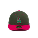 LP 59FIFTY MLB カスタム ロサンゼルス・ドジャース ダークグリーン × ストロベリー ブライトローズバイザー