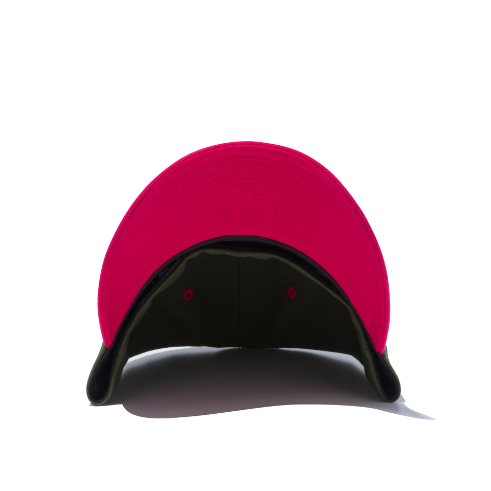 LP 59FIFTY MLB カスタム ロサンゼルス・ドジャース ダークグリーン × ストロベリー ブライトローズバイザー