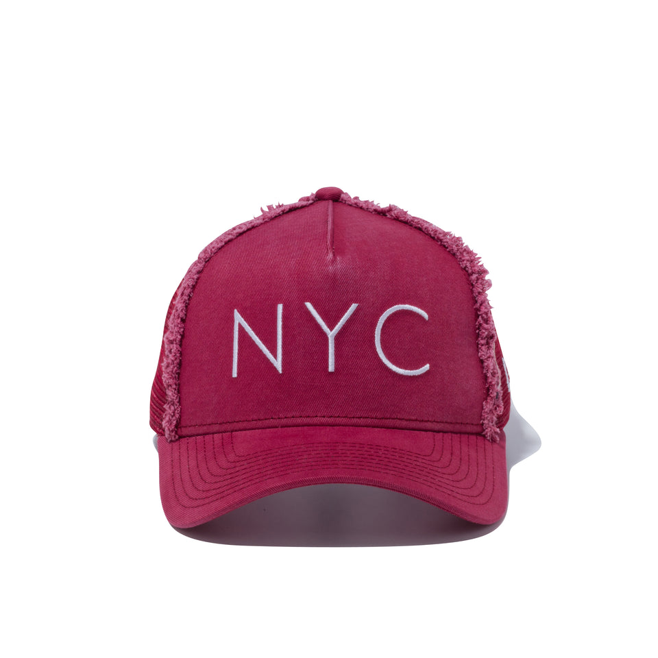 9FORTY A-Frame トラッカー コールドウォッシュ NYC ロゴ バーガンディー