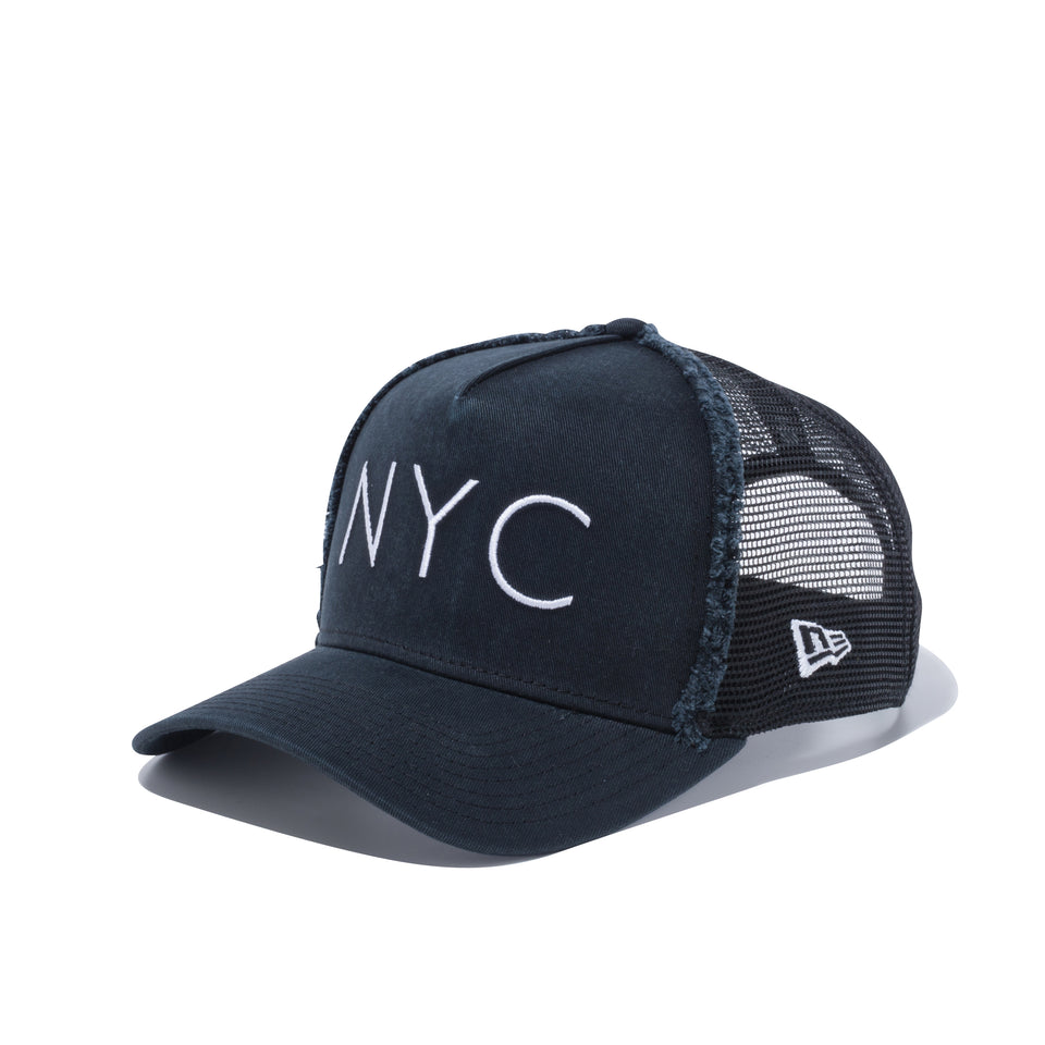 9FORTY A-Frame トラッカー コールドウォッシュ NYC ロゴ ブラック