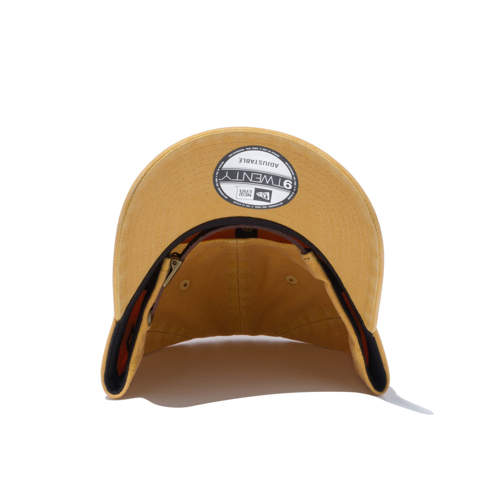 9TWENTY レザーストラップ コールドウォッシュ new era ロゴ マスタード