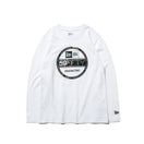 Youth 長袖 コットン Tシャツ スプラッシュペイント バイザーステッカーロゴ ホワイト