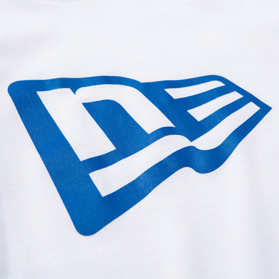 Youth 長袖 コットン Tシャツ フラッグロゴ ホワイト × ブルー