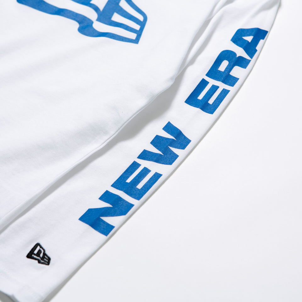 Youth 長袖 コットン Tシャツ フラッグロゴ ホワイト × ブルー