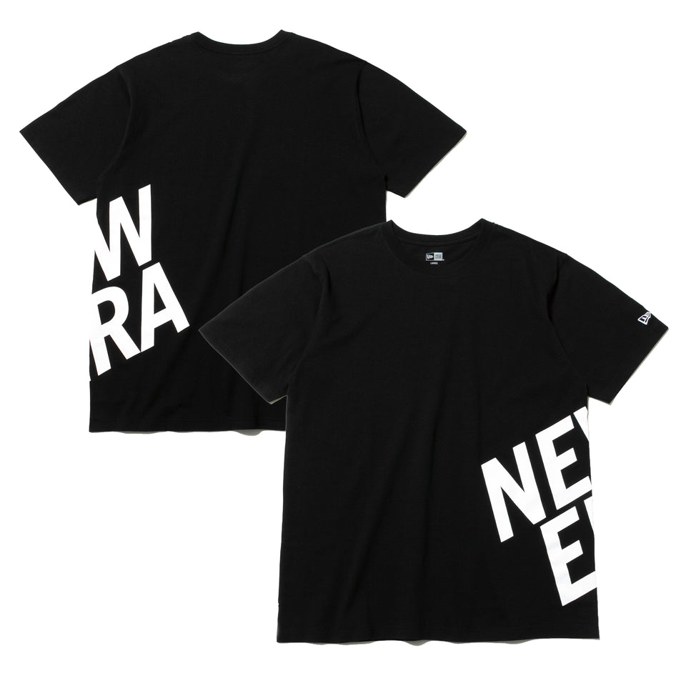 半袖 コットン Tシャツ サイドロゴ ズームアップ NEW ERA ロゴ リラックスフィット ブラック