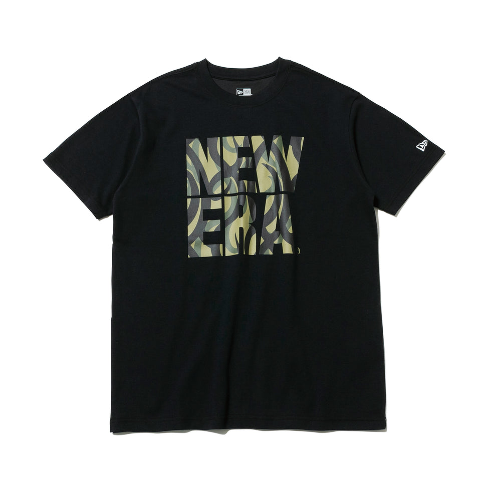 半袖 パフォーマンス Tシャツ トライバルカモ スクエアロゴ ブラック レギュラーフィット