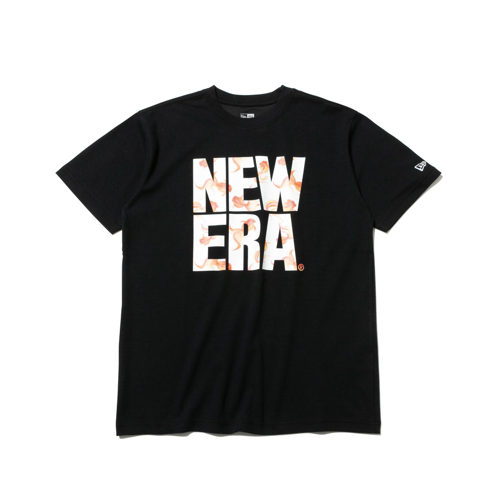 半袖 パフォーマンス　Tシャツ　ゴールドフィッシュ スクエアニューエラ ブラック　×　ホワイト