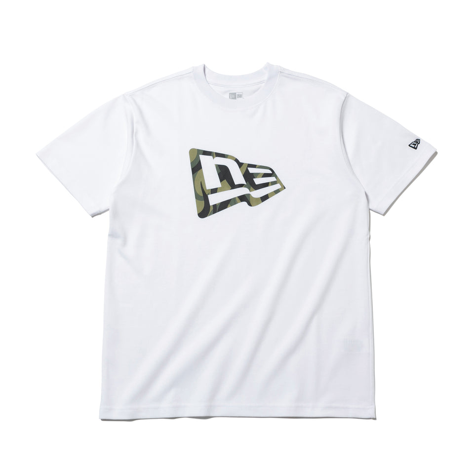 半袖 パフォーマンス Tシャツ トライバルカモ フラッグロゴ ホワイト レギュラーフィット