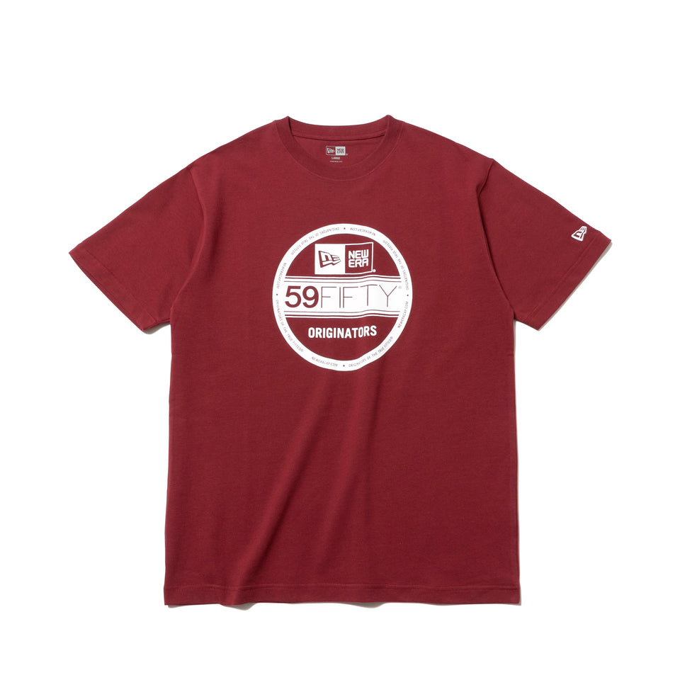 コットン Tシャツ バイザーステッカー バーガンディ　×　ホワイト レギュラーフィット