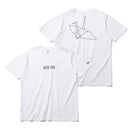 半袖　コットン Tシャツ 折り紙 NEW ERA 鶴　ロゴ　ホワイト　×　ブラック レギュラーフィット