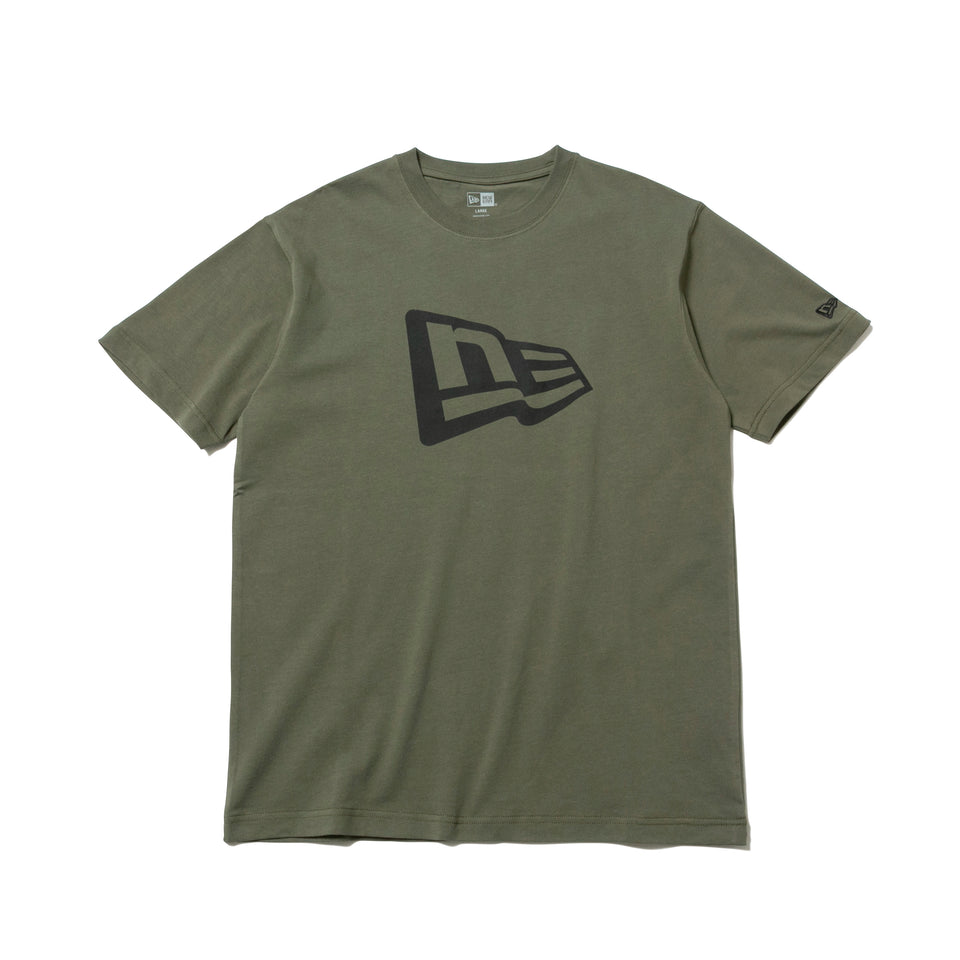 コットン Tシャツ フラッグロゴ オリーブ × ブラック レギュラーフィット